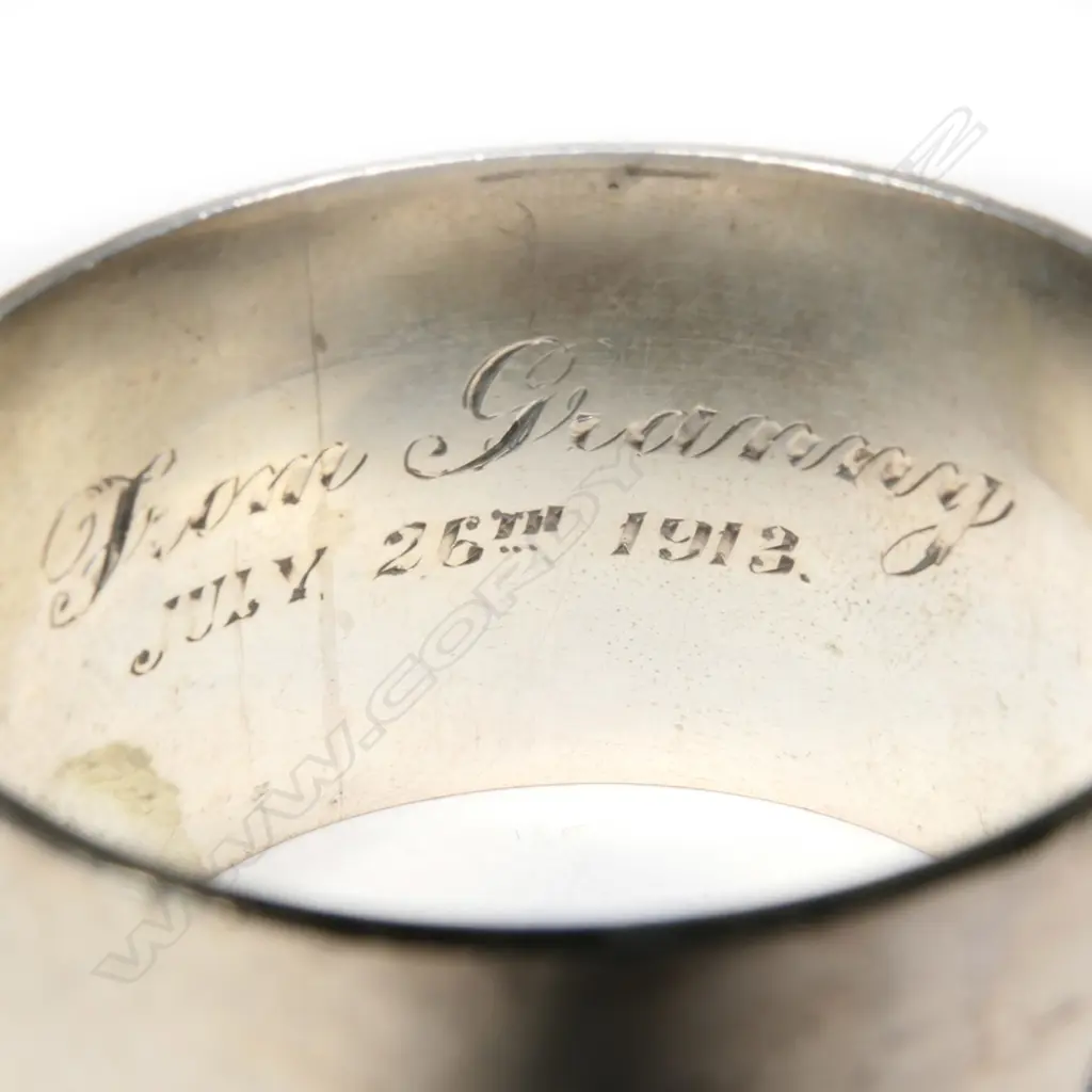 John Cairney (Greymouth) heavy silver napkin ring, Image 1++